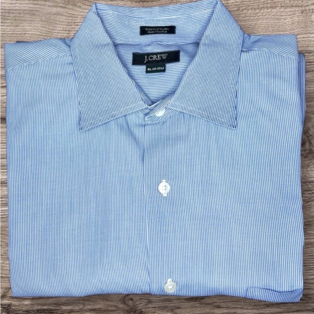 J.Crew Blue Pinstripe Dress Shirt Mens XL Cotton Classic Fit